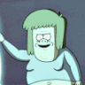 a cartoon of a man with green hair
