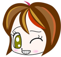 a drawing of a girl with brown hair and green eyes