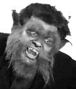 a black and white photo of a demon