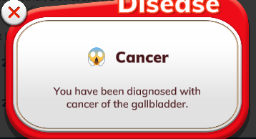 a red and white sign that says disease