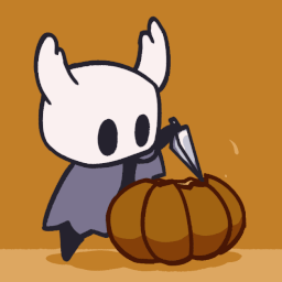 a cartoon character holding a knife next to a pumpkin