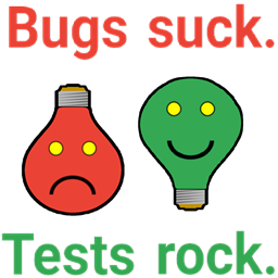 a light bulb and a light bulb with the words bugs suck test's rock