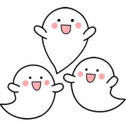 three white ghost faces on a pink background
