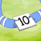 a close up of a tennis ball with the number ten on it