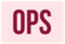 a pink square with the word ops in it