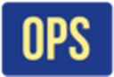 a blue and yellow sign with the words ops on it