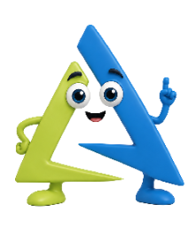 a blue and green cartoon letter with eyes