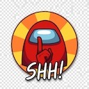 a red car with the word shh in front of it