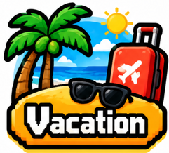 a suitcase with sunglasses and a palm tree